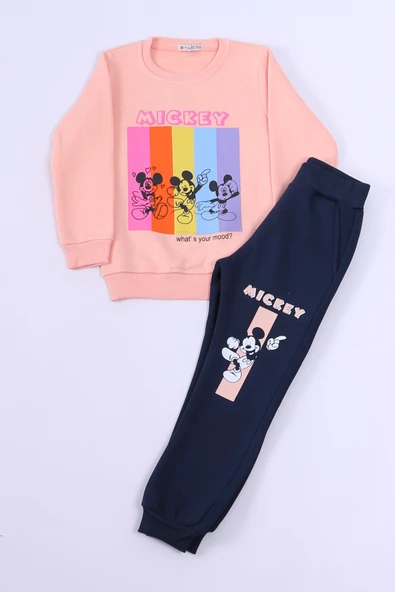 KIZ ÇOCUK 3 İPLİK EŞOFMAN TAKIMI KARAKTER BASKILI D36 - 9