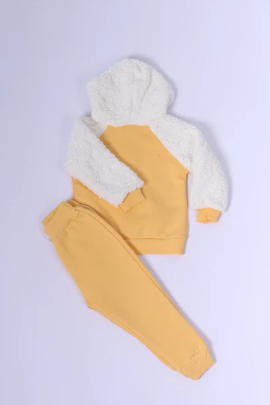 BEBEK PELUŞ EŞOFMAN TAKIMI BASKILI ÇITÇITLI D38 - 3