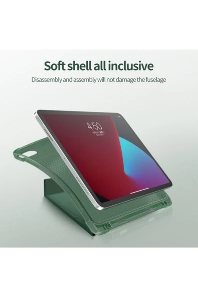 Samsung Tab S9 (X710) / Tab S9 Fe (X510) Kılıf Kalem Bölmeli Uyku Modlu Standlı Arkası Silikon Kapak - 5