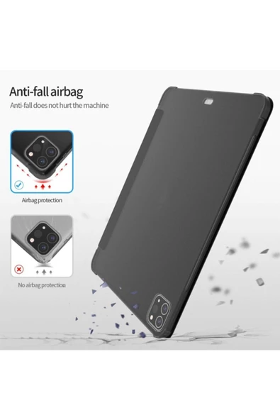 Samsung Tab S9 (X710) / Tab S9 Fe (X510) Kılıf Kalem Bölmeli Uyku Modlu Standlı Arkası Silikon Kapak - 6