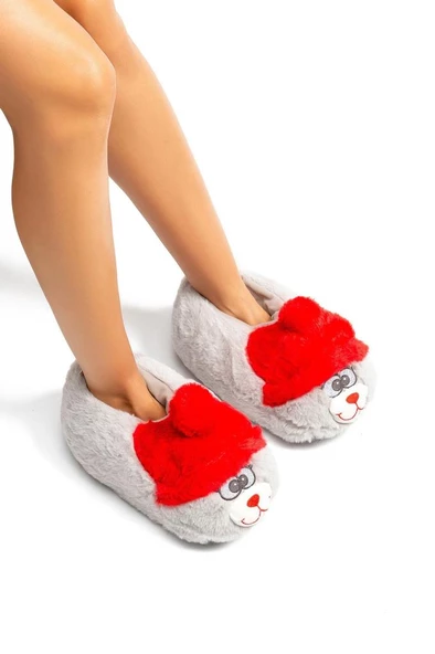 Twigy EE0534 TW GRİSO Kadın Hayvanlı Panduf Gri 36-41