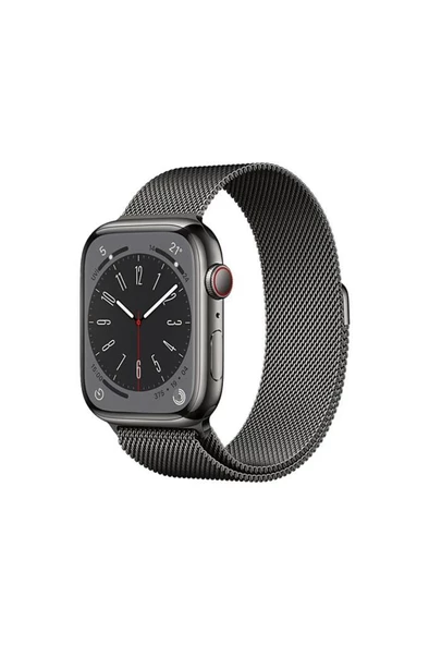 Apple Watch Series 8 GPS + Cellular 45mm Grafit Paslanmaz Çelik Kasa ve Milano Döngüsü Kordon Akıllı Saat - Outlet