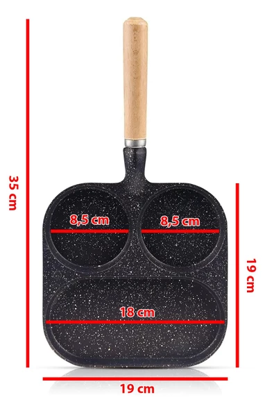 Nishev.com Evini Sev 3 Bölmeli Granit Döküm Tava Pancake Yumurta Mücver Omlet Tavası - 4