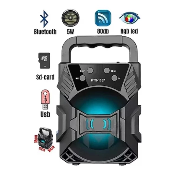 KTS-1057 Kablosuz Bluetooth Hoparlör RGB - 2