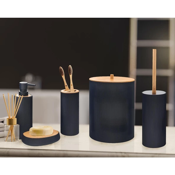İndecor Banyo Takımı 5 Parça Bambu Kapak Liza Mix IND690 VESP 248 6900 - 2