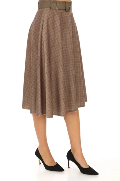 SORALLİNE KADIN KIŞLIK KLOŞ ETEK 780 DİJİTAL BEJ - 2