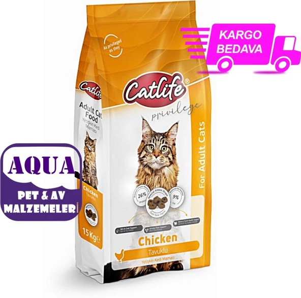 Catlife Tavuklu Yetişkin Kedi Maması 15 KG + 1 KG HEDİYELİ