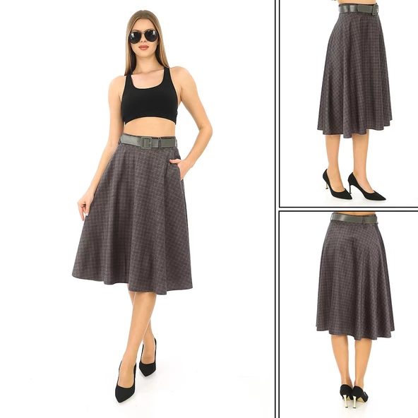 SORALLİNE KADIN KLOŞ ETEK 780 DİJİTAL GRİ - 4