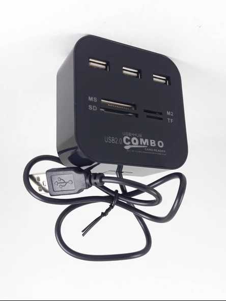 Usb Çoğaltıcı & Kart Okuyucu 3 Port 2.0 Hadron HD160 HDX7006 Siyah - Resim 2