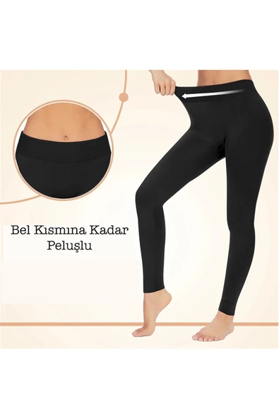 Trade Bazaar İçi Kürk Peluşlu Kışlık Termal Sıcacık Tutan Kadın Peluş Tayt - 6