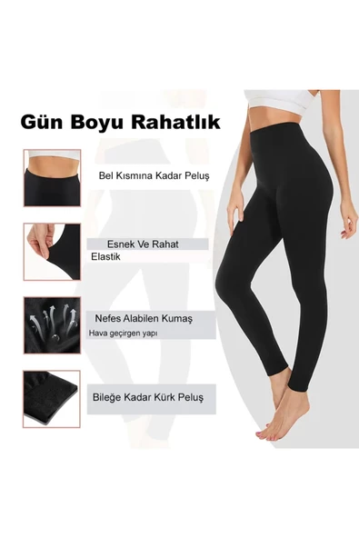 Trade Bazaar İçi Kürk Peluşlu Kışlık Termal Sıcacık Tutan Kadın Peluş Tayt - 10