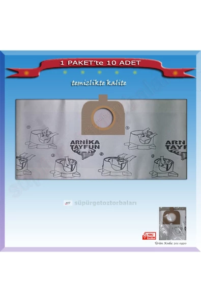 Arnica ARNİCA TAYFUN Kağıt Süpürge Toz Torbası 10 Adet 201-0920