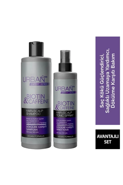 URBAN CARE Expert Biotin Ve Kafein Dökülme Karşıtı Şampuan Tonik-sağlıklı Uzamaya Yardımcı-vegan SET.URBAN