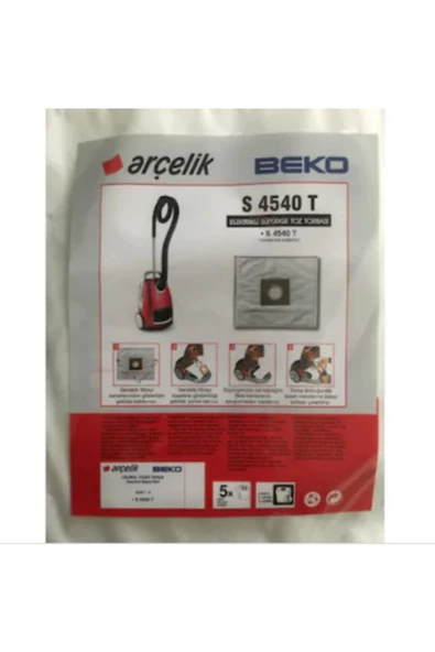 Arçelik S 4540 T Elektrikli Süpürge Uyumlu   Toz Torbası Bez 20 Adet Beyaz