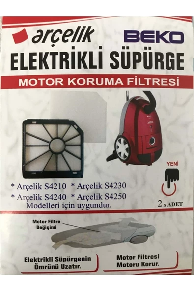 Arçelik 4240 Elektrik Süpürgesi Motor Koruma Filitresi 2 Li Orjinal
