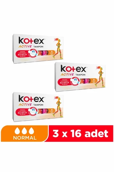 KOTEX Active Tampon 16'l1 Normal - 3'lü Paket