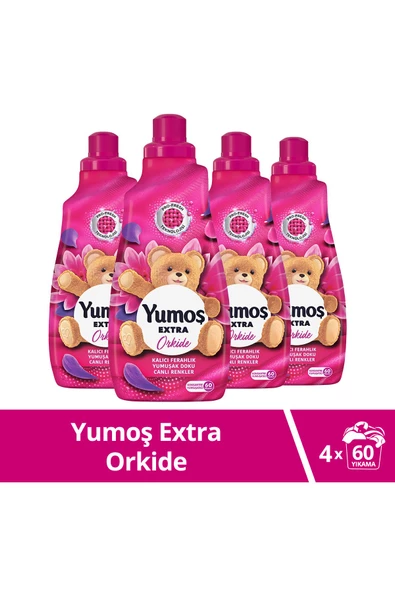 YUMOŞ Extra Konsantre Çamaşır Yumuşatıcısı Orkide 1440 ml 60 Yıkama 4 Adet