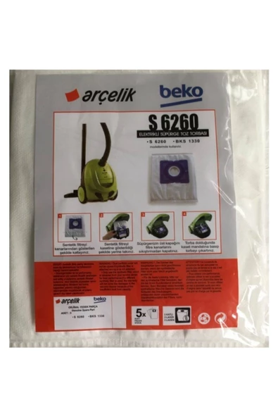 Arçelik - Beko S 6260 Bks 1330 Süpürge Torbası 10 Adet