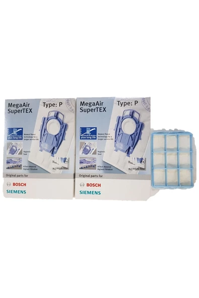 Bosch Siemens Type P Tipi Ergomax Süpürge Toz Torbası 2 Kutu Filitre Hediyeli ürün görseli