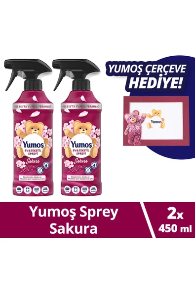 YUMOŞ Sprey Yıkanması Zor Eşyalar Için Giysi Spreyi Sakura 450 ml X2 Çerçeve Hediye