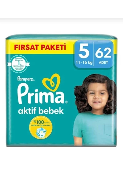 PRİMA Bebek Bezi Aktif Bebek 5 Numara 62li