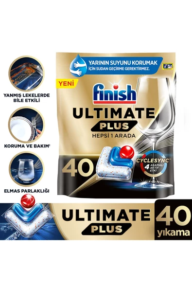 FİNİSH Ultimate Plus Hepsi Bir Arada Bulaşık Makinesi Deterjanı  Kapsül Tablet  40 Adet