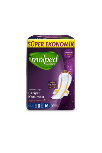 MOLPED Super Night Süper Gece Hijyenik Ped 16 Lı