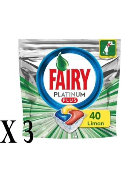 FAİRY Platinum Plus Limon Kokulu Bulaşık Makinesi Deterjanı 3 X 40 Tablet