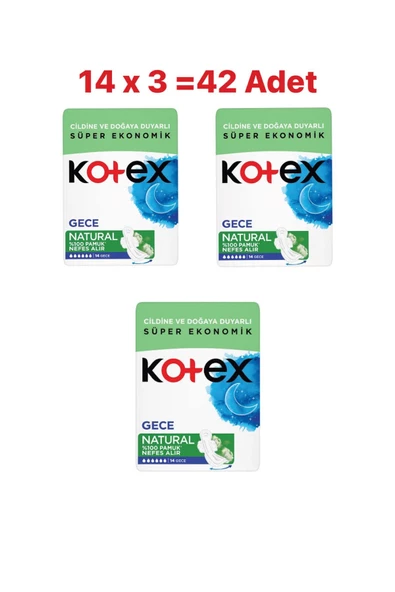 KOTEX Ped Ultra Quadro Süper Gece 14'lü 3 Paket