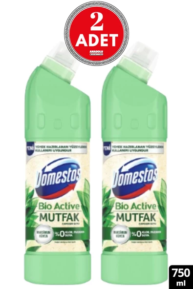 DOMESTOS Çamaşır Suyu Bio Active Mutfak Maksimum Hijyen 750 Ml 2 Adet