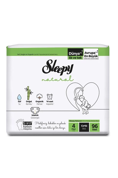 SLEEPY BABY Sleepy Natural Ultra Sensitive 4 Numara Bebek Bezi 96'lı