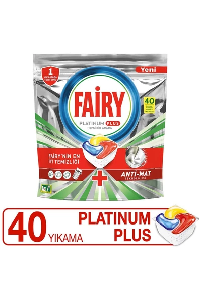 FAİRY Platinum Plus 40 Yıkama Bulaşık Makinesi Deterjanı Kapsülü/tableti