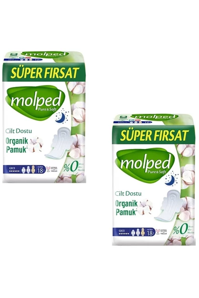 MOLPED Pure Soft Gece 18 Li Hijyenik Ped 2 Adet