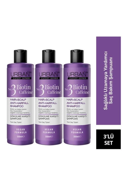 URBAN CARE Expert Biotin Ve Kafein Dökülme Karşıtı Şampuan X3 Adet-hızlı Uzamaya Yardımcı-350 ml