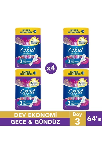 ORKİD Platinum Hijyenik Ped Gündüz  Gece 64 Adet