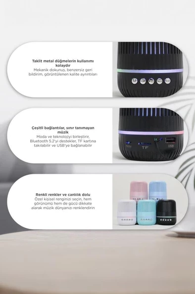 Torima GTS-2150 Yeşil Kablosuz Taşınabilir RGB Işıklı Bluetooth Hoparlör Speaker - 3