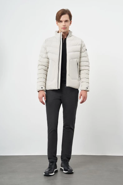 Taş Rengi Dolumlu Hakim Yaka Slim Fit Dar Kesim Klasik Mont 1007245153 - Resim 2