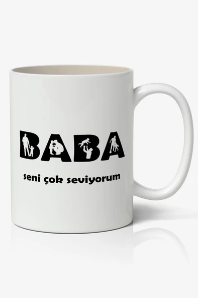 BABA Seni Çok Seviyorum Babalar Günü Baskılı Kupa Bardak Baskılı Kahve Kupa Bardak ürün görseli
