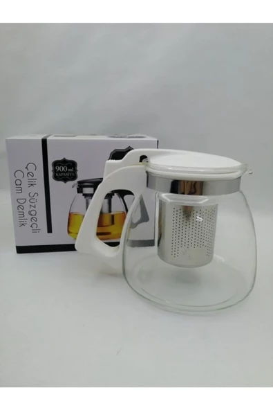 Çelik Süzgeçli Cam Demlik 900 Ml. Royaleks-8882 - 2
