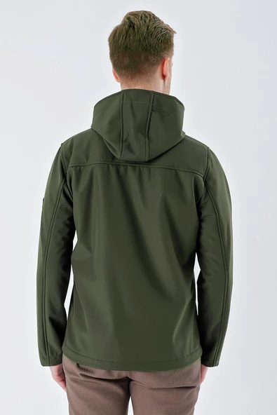 Koyu Haki Kapüşonlu Astarlı Slim Fit Dar Kesim Casual Mont 1007235900 - Resim 6