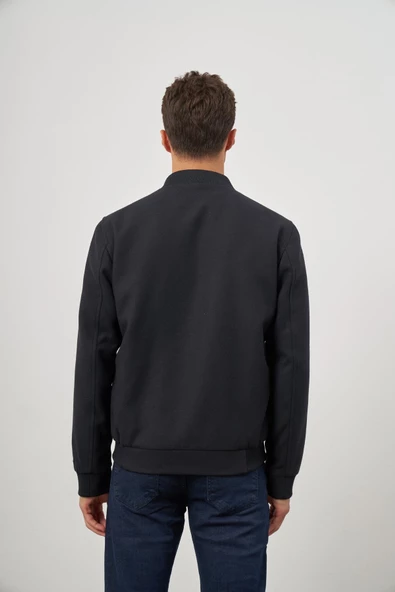 Koyu Lacivert Kaşe Kolej Yaka Düz Yırtmaçsız Tam Astar Comfort Fit Classic Mont 1007245159 - 7