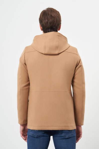 Camel Kaşe Dik Yaka Astarlı Slim Fit Dar Kesim Klasik Kaban 1008245272 - 5