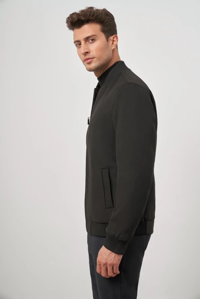 Siyah Kaşe Kolej Yaka Düz Yırtmaçsız Tam Astar Comfort Fit Classic Mont 1007245159 - 4