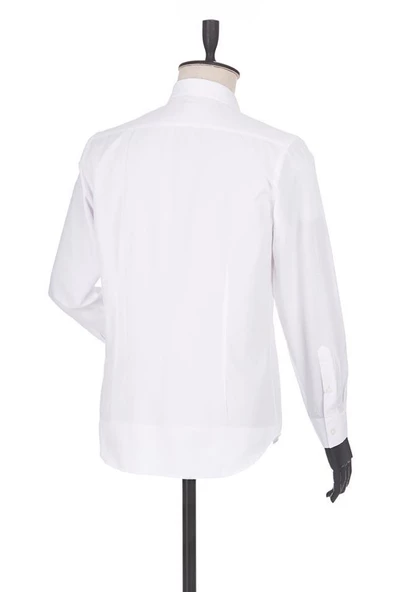 Beyaz Uzun Kol Filafil Sert Yaka  Slim Fit Dar Kesim Basic Gömlek 1004225008 - 2