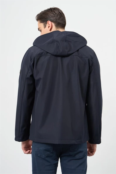 Koyu Lacivert Kapüşonlu Astarlı Slim Fit Dar Kesim Casual Mont 1007235900 - Resim 5