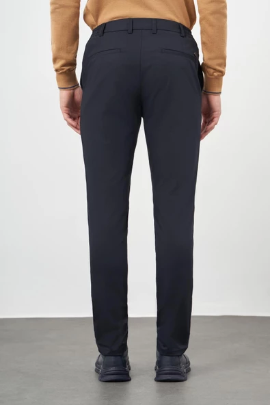 Koyu Lacivert Esnek Yandan Cepli Casual Slim Fit Jogger Pantolon 1003245159 - Resim 5