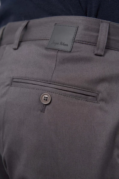 Koyu Antrasit Düz Armürlü Pamuklu Yan Cep Comfort Fit Casual Pantolon 1003245164 - Resim 4