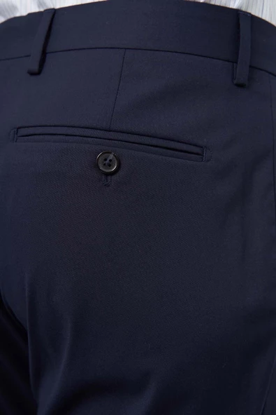 Lacivert Esnek Yandan Cepli Slim Fit Classic Pantolon 1003245313 - Resim 4