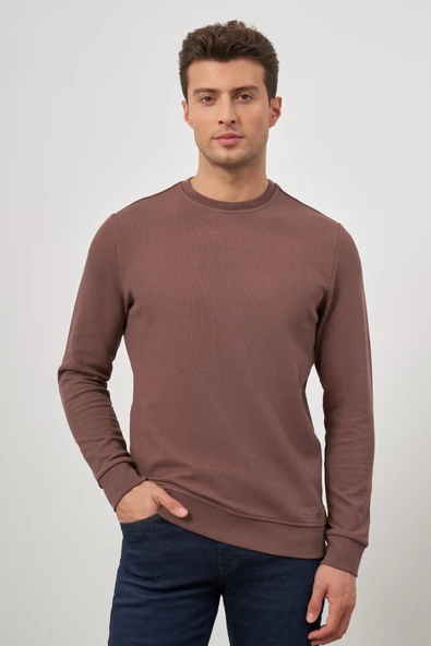 Toprak Örme Bisiklet Yaka Pamuklu Casual Slim Fit Dar Kesim Sweatshirt 1013245150 - Resim 3