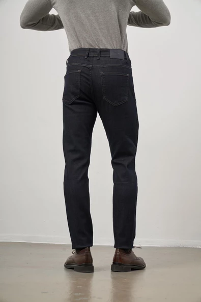 Koyu Lacivert Düz Gabardin Slim Fit Casual Denim Pantolon 1023245152 - Resim 7